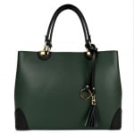 Дамска  чанта от естествена кожа Alika - тъмно зелена 