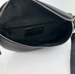 Дамска чанта тип " Бъбрек " от естествена кожа - черна