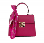 Чанта от естествена кожа с фишу Alessandra - тъмно лилава