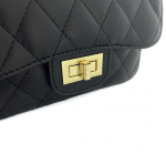 Капитонирана чанта за през рамо от естествена кожа - Mila тъмно сиво 