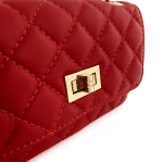 Капитонирана чанта за през рамо от естествена кожа Mila - червена 