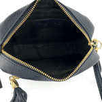 Чанта за през рамо от естествена кожа Flavia - тъмно синя