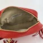 Чанта за през рамо от естествена кожа - червена