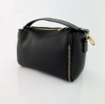 Чанта за през рамо от естествена кожа с 2 дръжки Rina - черна