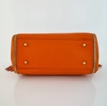 Дамска чанта за през рамо от естествена кожа с 2 дръжки - оранжева