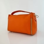 Дамска чанта за през рамо от естествена кожа с 2 дръжки - оранжева