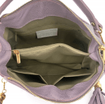 Чанта за през рамо от естествена кожа с 2 дръжки Rina - лавандула