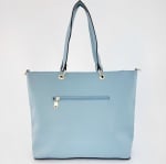 Капитонирана дамска чанта - светло синя