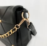 Голяма дамска чанта за през рамо с 2 дръжки - черна