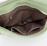 Голяма дамска чанта за през рамо с 2 дръжки - светло зелена