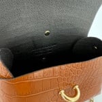Дамска чанта за през рамо от естествена кожа  - керемидено кафява