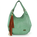 Дамска чанта тип торба с 2 големи отделения - светло зелена 