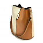 Дамска чанта от естествена кожа с 2 дръжки - фуксия/розово