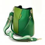 Дамска чанта от естествена кожа с 2 дръжки - авокадо/зелено