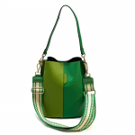 Дамска чанта от естествена кожа с 2 дръжки - авокадо/зелено