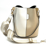 Дамска чанта от естествена кожа с 2 дръжки - бежово/керемидено кафяво