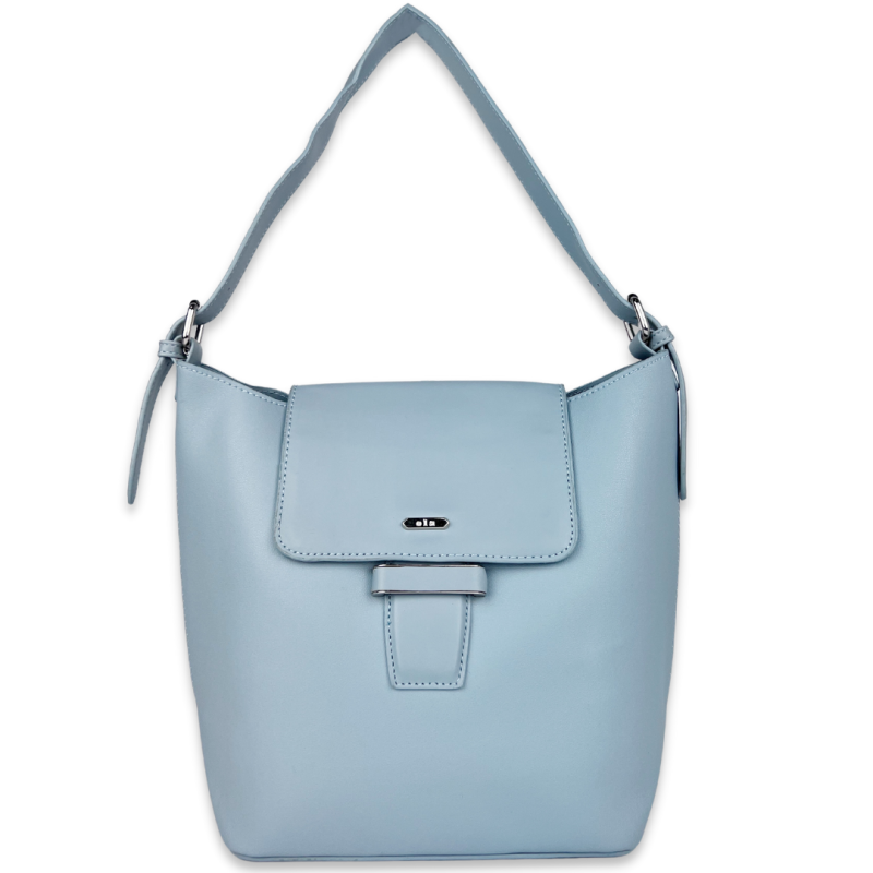 Голяма дамска чанта + подарък - несесер - светло синя 