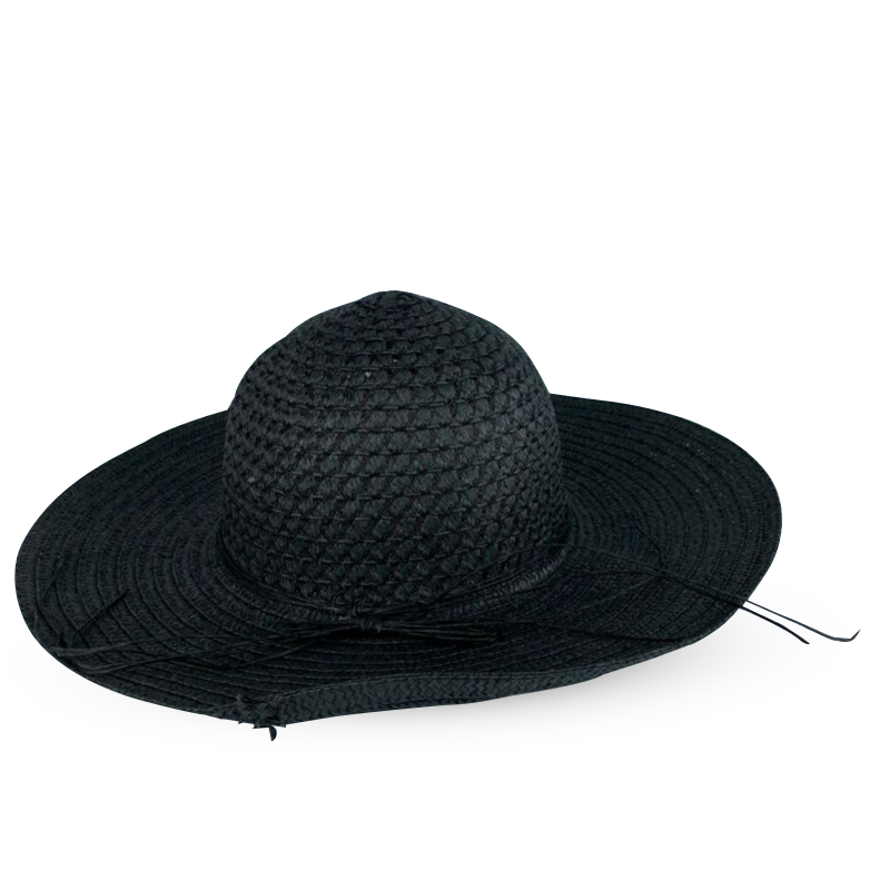 Ефектна сламена шапка - черна 