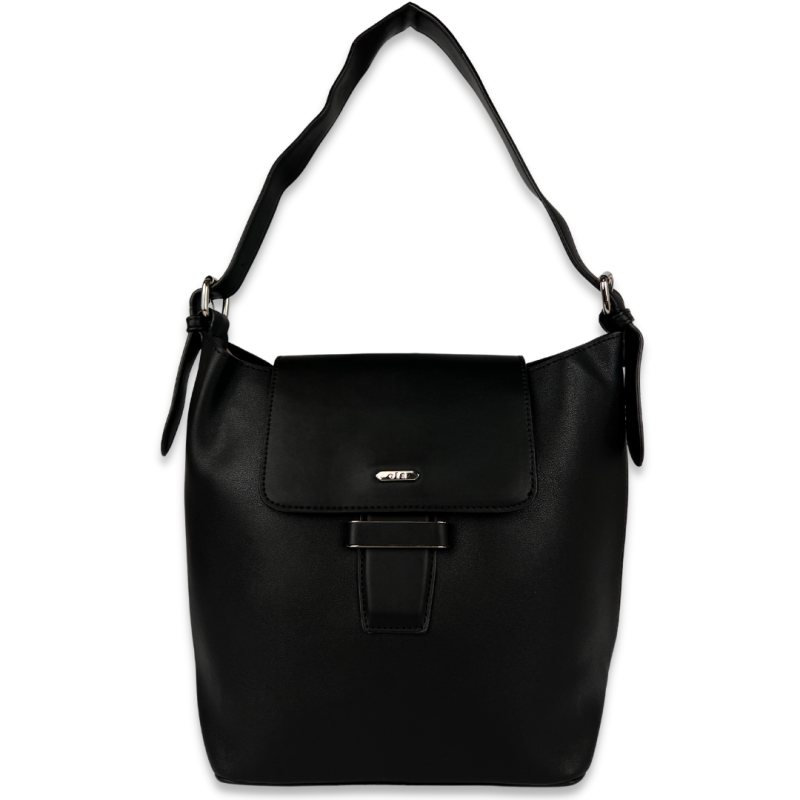 Голяма дамска чанта + подарък - несесер - черна 