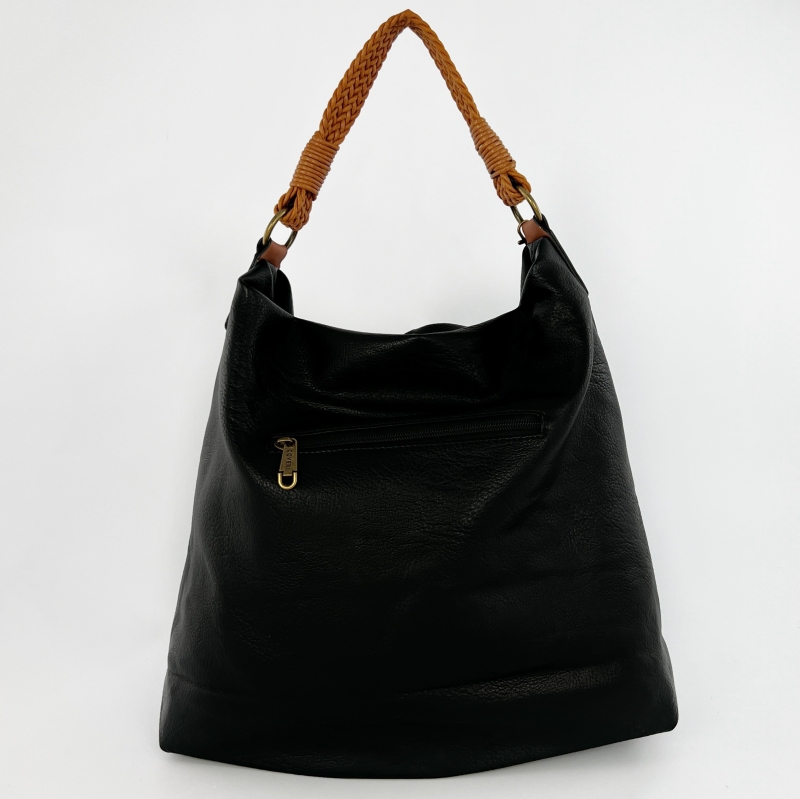 Дамска чанта тип торба - черна 