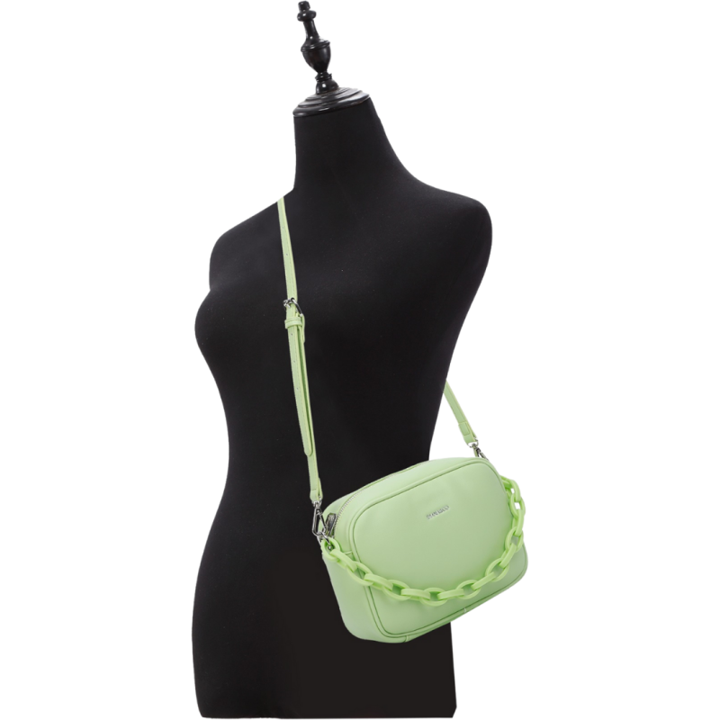 Diana & Co - дамска чанта за през рамо с верижка - светло зелена 