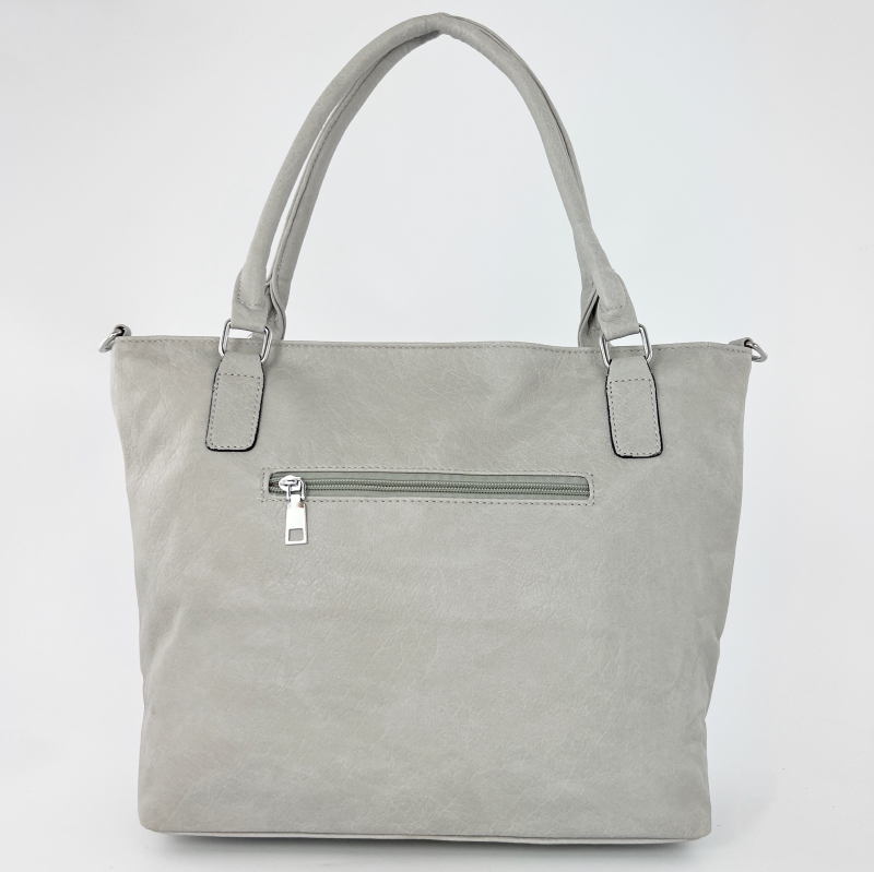 Модерна дамска чанта - светло сива 