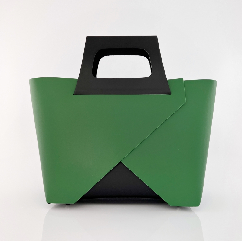 Луксозна дамска чанта от естествена кожа - зелена