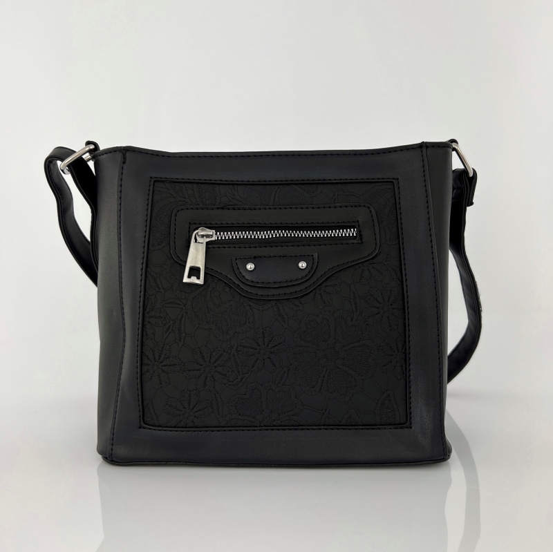 Модерна дамска чанта за през рамо - черна 