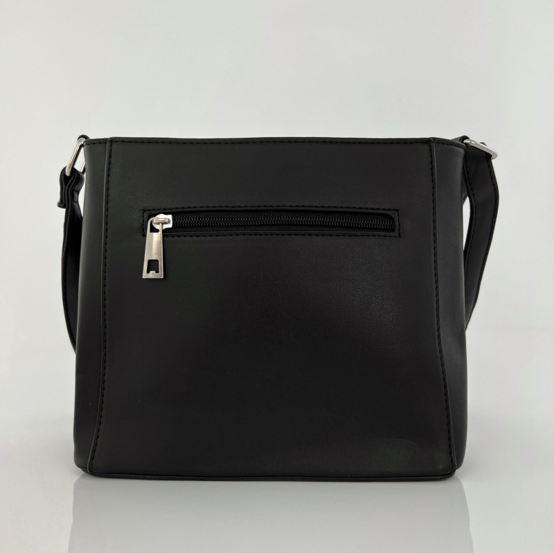 Модерна дамска чанта за през рамо - черна 