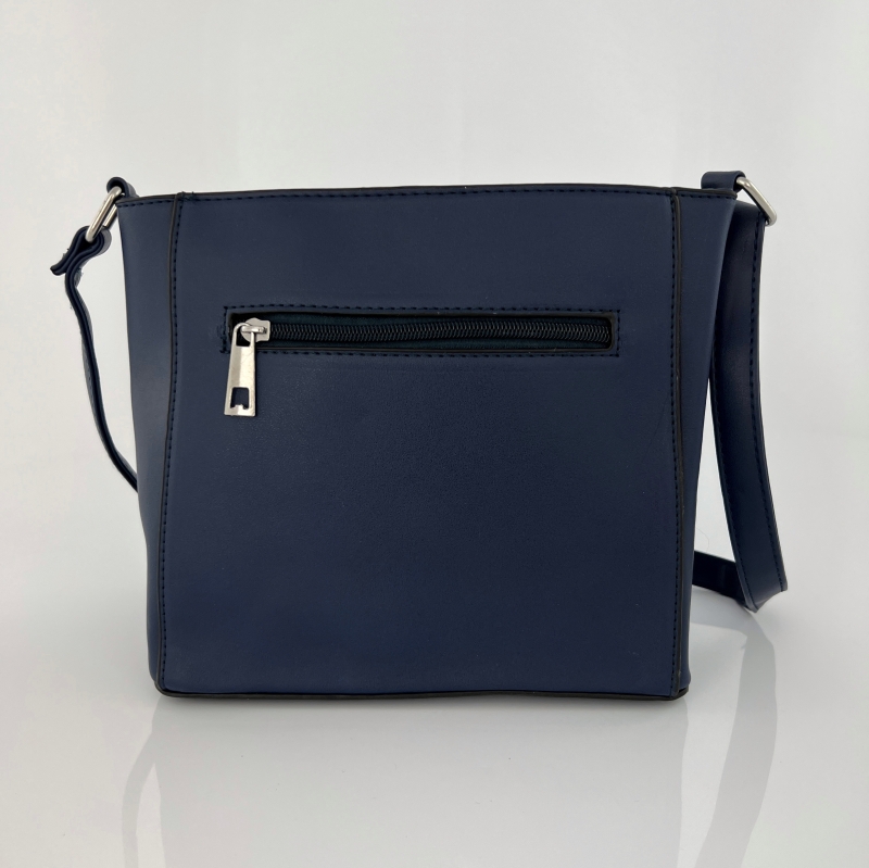 Модерна дамска чанта за през рамо - тъмно синя 