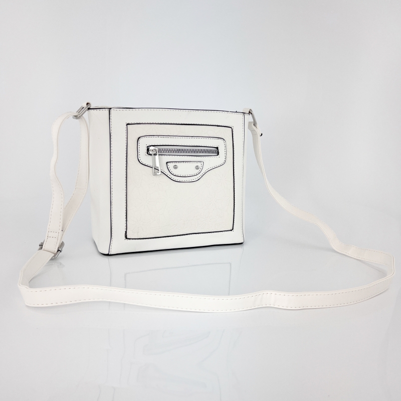 Модерна дамска чанта за през рамо - бяла