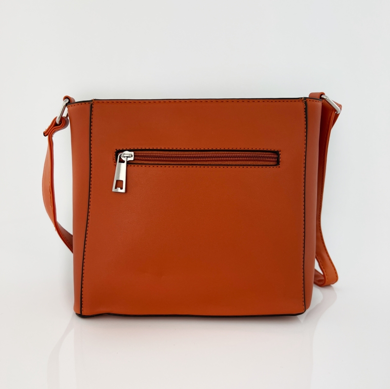 Модерна дамска чанта за през рамо - червено-оранжева