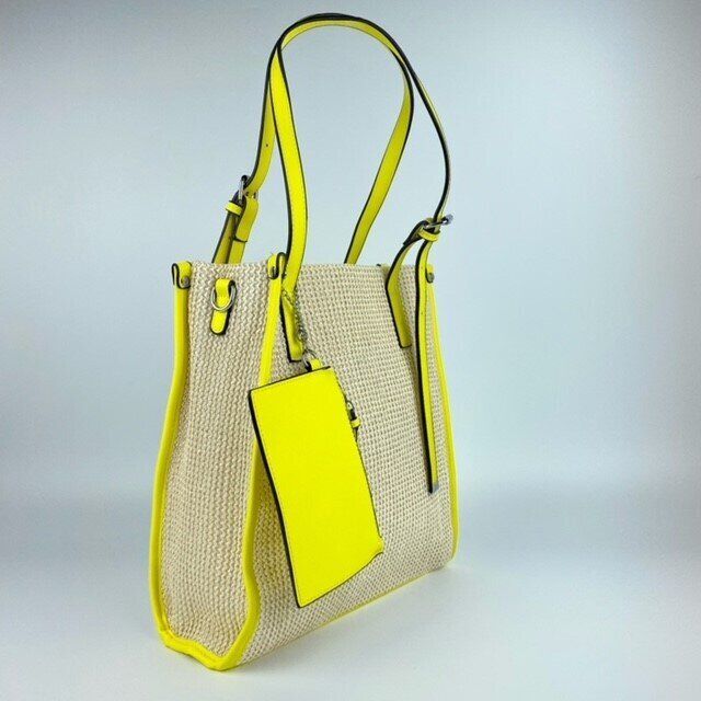 Дамска чанта с плетена слама Bellissima - жълта 