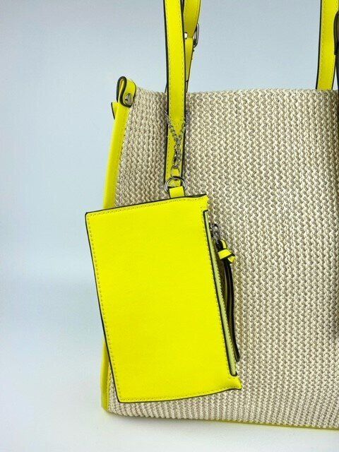 Дамска чанта с плетена слама Bellissima - жълта 