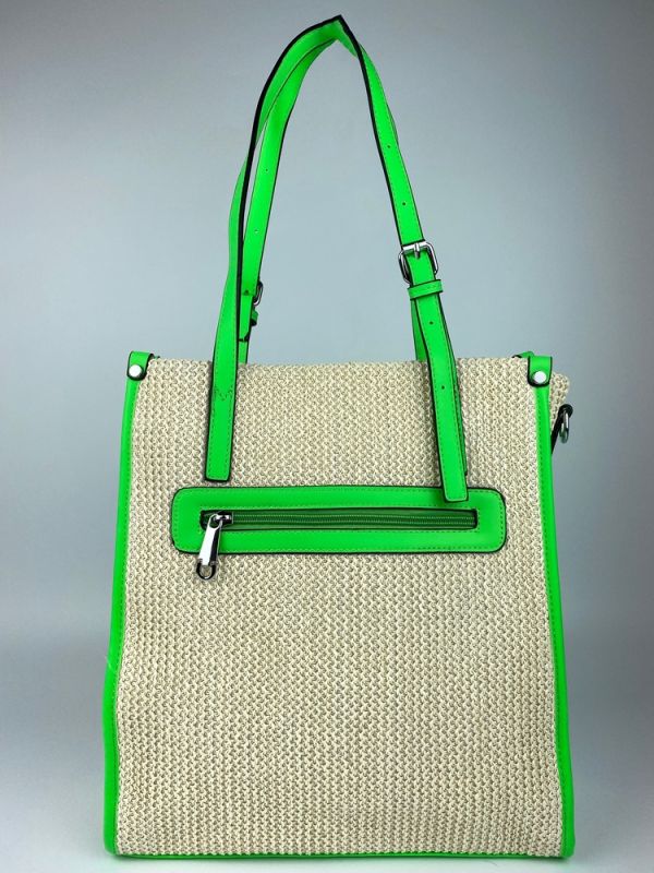Дамска чанта с плетена слама Bellissima - зелен