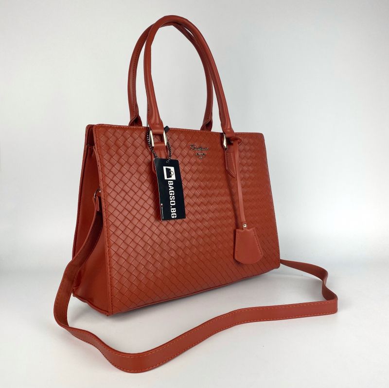 Модерна дамска чанта - David Jones - червено-оранжева